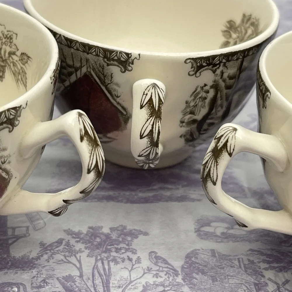 Johnson Brothers Friendly Village The Ice House Tea Cups Set Of 3 England Vtg